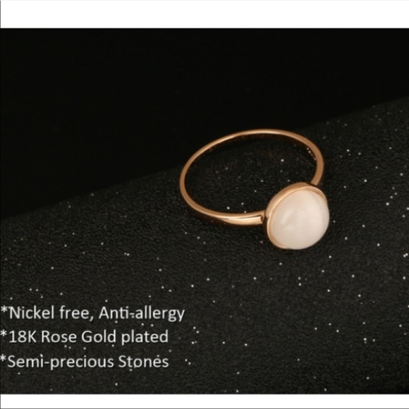 New Women’s 18K Rose Gold Plated Round Opal Ring - Picture 5 of 8